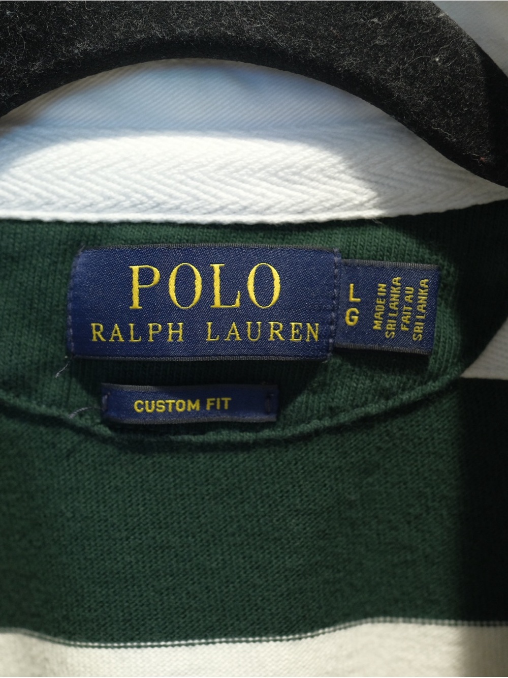 Polo Ralph Lauren Rugby Shirt Men L Green White Embroidered Crest Sailing Preppy - Picture 7 of 11